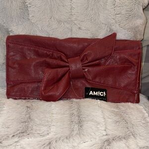 Red Faux Leather Clutch with Bow